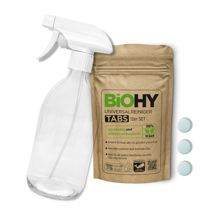 BiOHY Glasflaschen-Set mit Universalreiniger Tabs