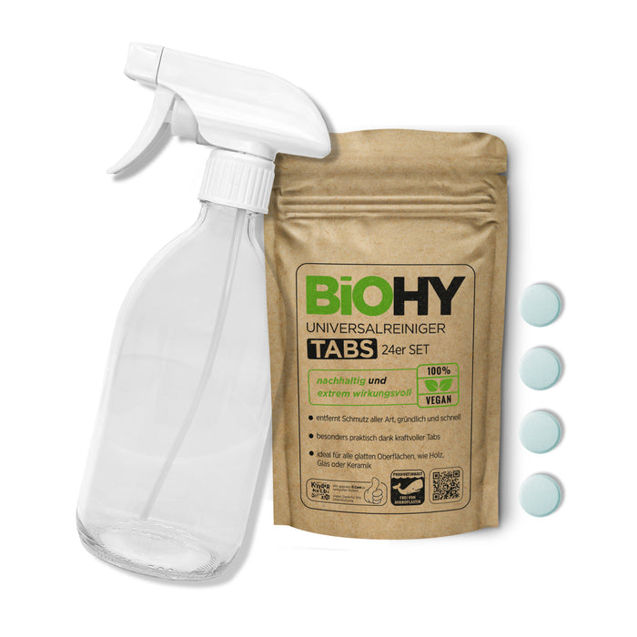 BiOHY Glasflaschen-Set mit Universalreiniger Tabs
