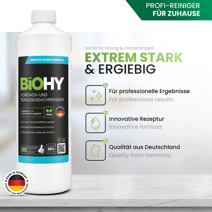BiOHY Vordach- und Terrassendachreiniger – Produktvorteile & Dosierung im Überblick
