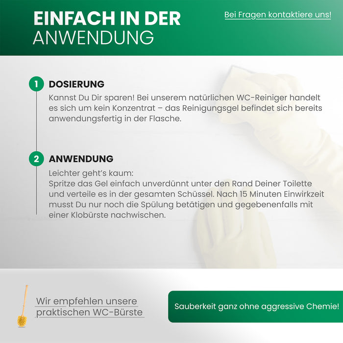 BiOHY WC-Reiniger 250ml – Etikett mit Inhaltsstoffen & Dosierhinweis