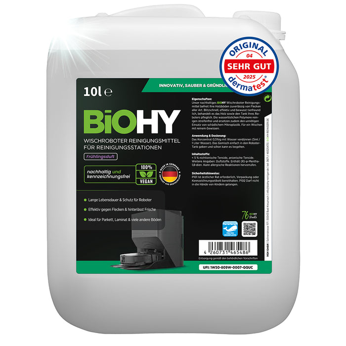 BiOHY Nettoyant pour stations de nettoyage de robots d'essuyage, Nettoyant pour robots d'essuyage, Nettoyant pour sols non polluant, Bio concentré