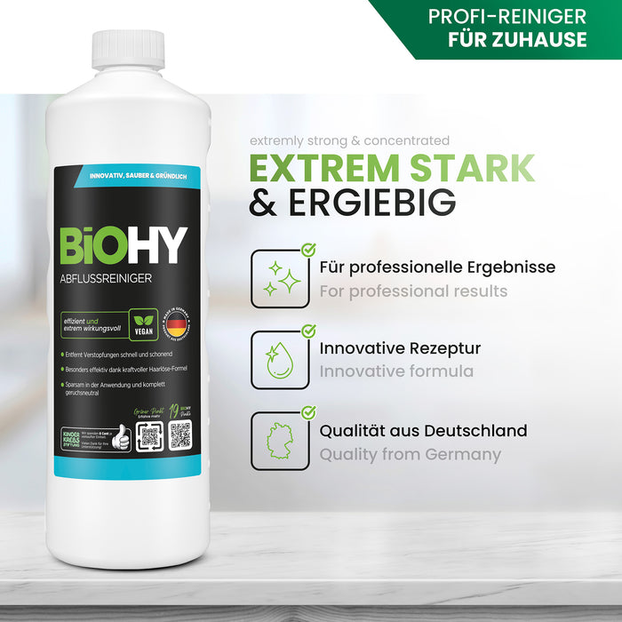 BiOHY Abflussreiniger – vegan & Made in Germany (Verpackung)
