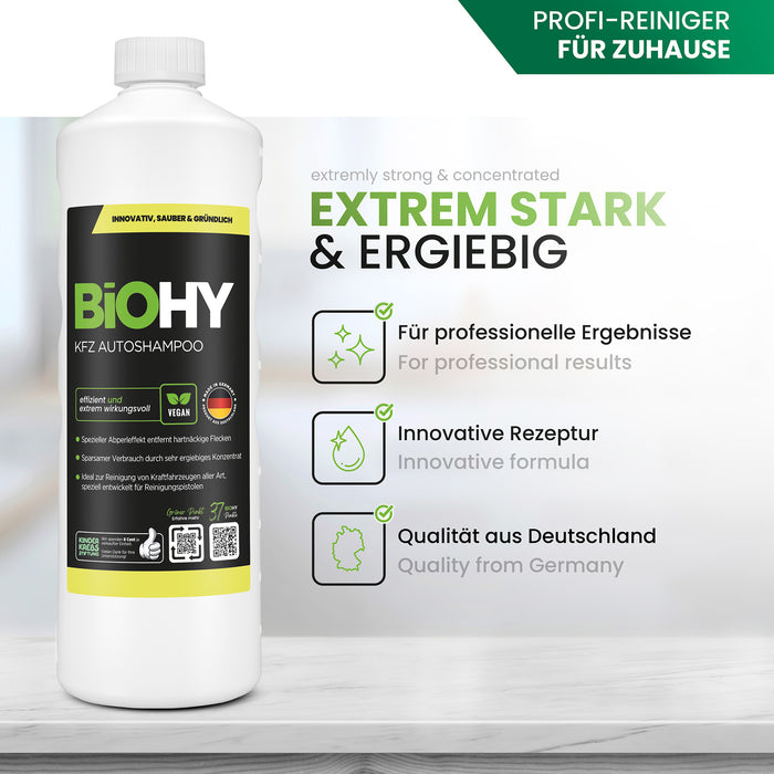 BiOHY KFZ Autoshampoo – umweltfreundlich, vegan & Made in Germany (Produktflasche)
