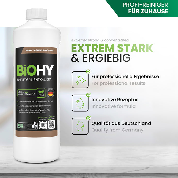 BiOHY Universal Entkalker – gegen Kalk, schützt die Geräte, vegan (Produktflasche)