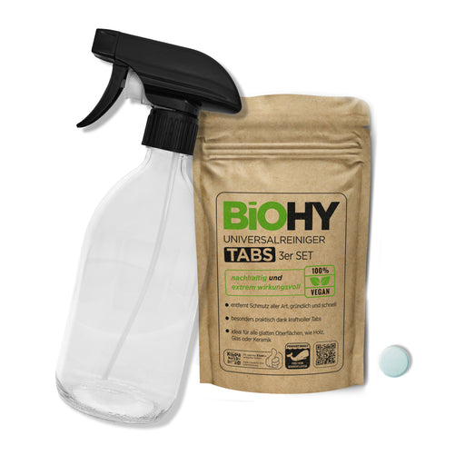 BiOHY Glasflaschen-Set mit Universalreiniger Tabs