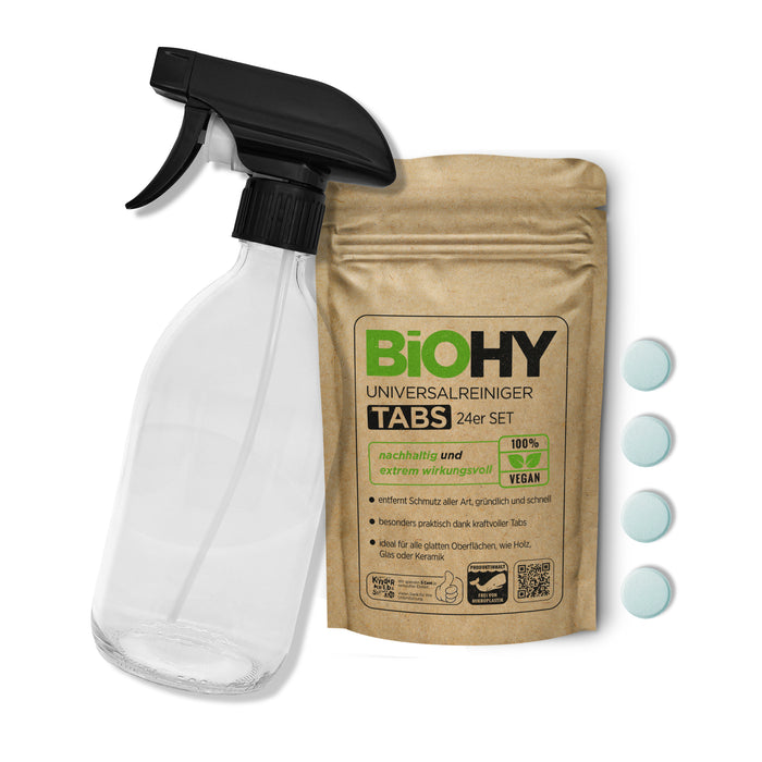 BiOHY Glasflaschen-Set mit Universalreiniger Tabs
